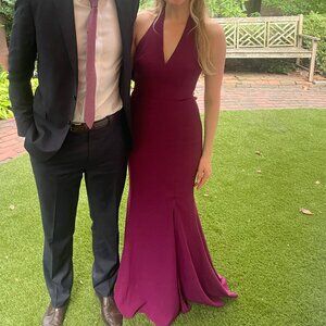 Dress the Population Dark Magenta Halter Slit Dress; Size 4